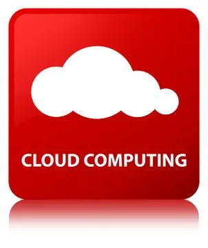 Cloud computing red square button 스톡 일러스트