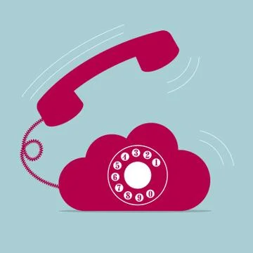 Cloud computing, retro phone. Isolated on blue background. Stock-Illustration