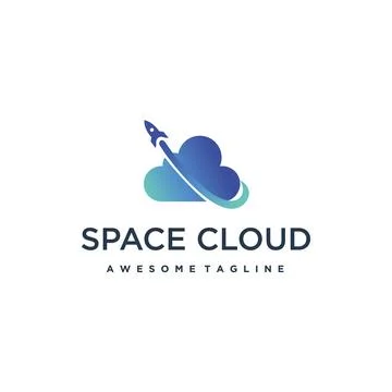 Cloud computing with rocket logo design Illustrazione stock