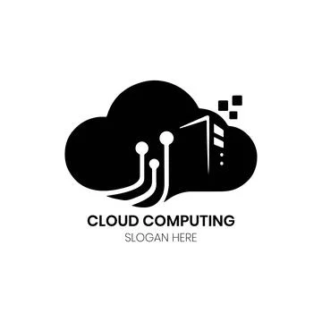Cloud Computing Rocket Logo Design with Startup Technology Stock Illustration