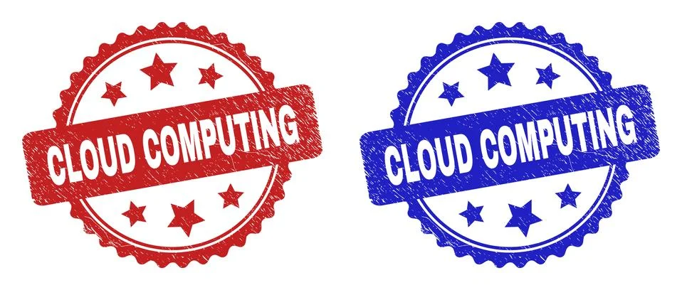 CLOUD COMPUTING Rosette Stamp Seals Using Distress Style Illustrazione stock