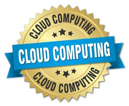 Cloud computing round isolated gold badge Stock Illustration