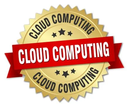 Cloud computing round isolated gold badge Illustrazione stock