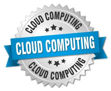 Cloud computing round isolated silver badge Illustrazione stock