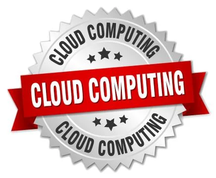 Cloud computing round isolated silver badge Illustrazione stock