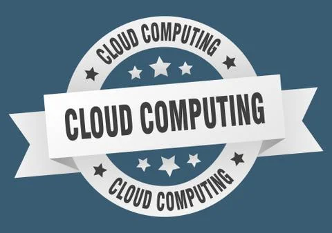 Cloud computing round ribbon isolated label. cloud computing sign 库存插图