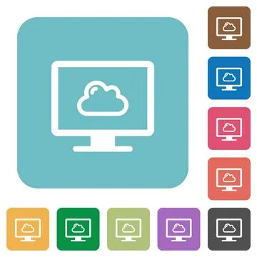 Cloud computing rounded square flat icons 스톡 일러스트