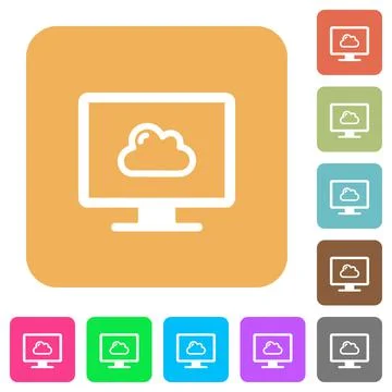 Cloud computing rounded square flat icons 스톡 일러스트