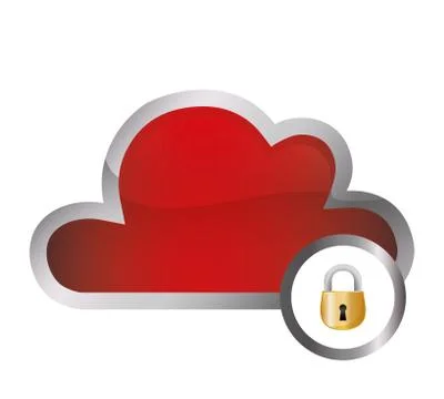 Cloud computing with safe secure padlock Illustrazione stock