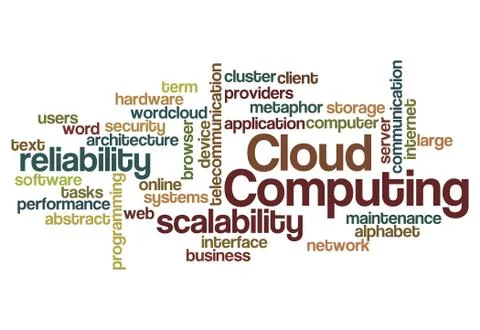 Cloud computing scalability reliability background Stock Illustration