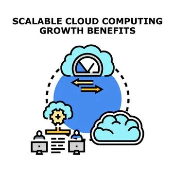 Cloud computing scalable growth benefits delivering data solutions 스톡 일러스트