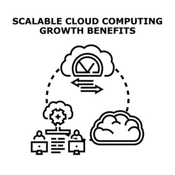 Cloud computing scalable growth benefits delivering data solutions Stock Illustration