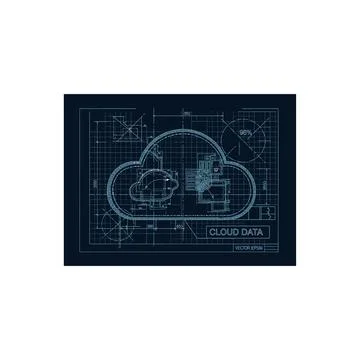 Cloud computing schematic blueprint illustration 스톡 일러스트