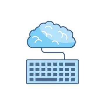 Cloud computing school education learning line and fill Stock Illustration