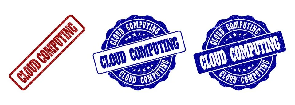 CLOUD COMPUTING Scratched Stamp Seals 스톡 일러스트