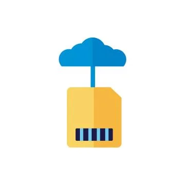 Cloud computing with sd card flat style Illustrazione stock