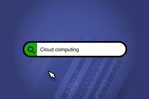 Cloud computing - search engine, search bar with blue background 库存照片