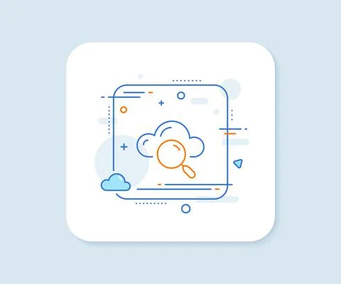 Cloud computing search line icon. Internet data storage sign. Vector Stock Illustration