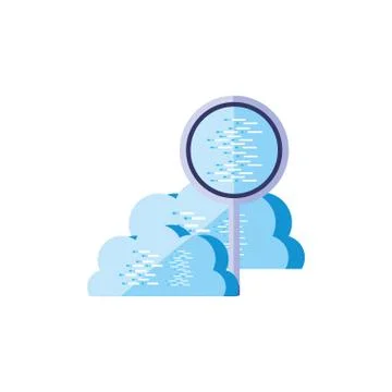 Cloud computing with search magnifying glass Illustrazione stock