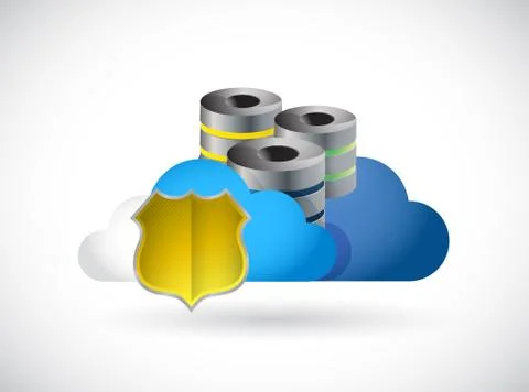 Cloud computing secure shield server illustration イラスト素材