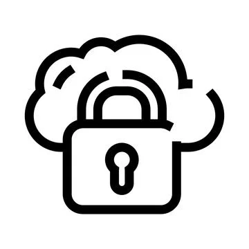 Cloud computing secured by a padlock icon Stock Illustration