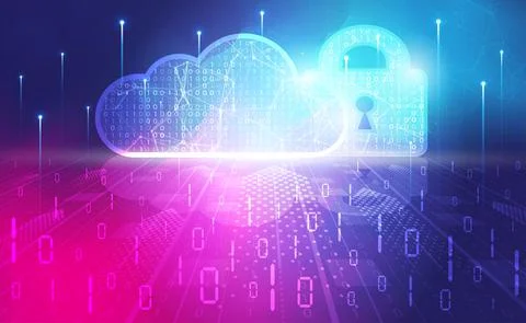 Cloud computing security abstract background concept, Digital technology banner Stock Illustration