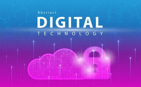Cloud computing security abstract background concept, Digital technology banner Stock Illustration