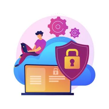 Cloud computing security abstract concept vector illustration. Stock Illustration