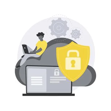 Cloud computing security abstract concept vector illustration. Stock Illustration