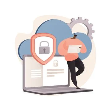 Cloud computing security abstract concept vector illustration. Stock Illustration