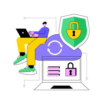 Cloud computing security abstract concept vector illustration. イラスト素材