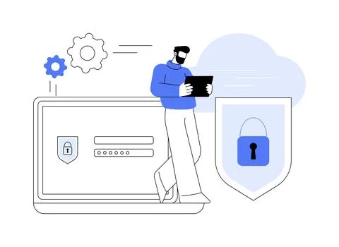 Cloud computing security abstract concept vector illustration. Stock Illustration