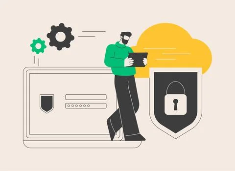 Cloud computing security abstract concept vector illustration. Stock Illustration