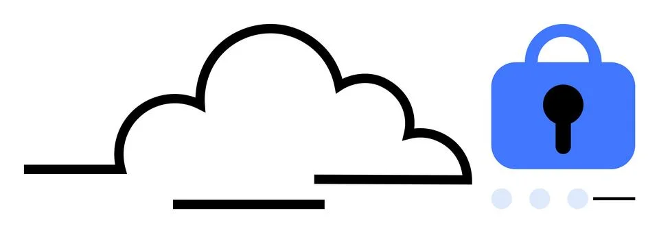 Cloud Computing Security and Data Protection Concept with Lock Stock Illustration