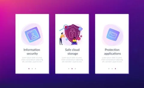 Cloud computing security app interface template. Stock Illustration