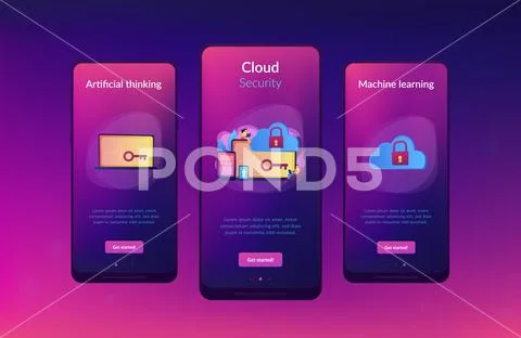 Cloud computing security app interface template. Stock Illustration