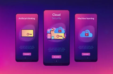 Cloud computing security app interface template. Stock Illustration