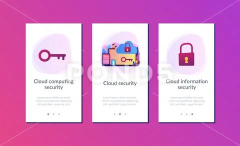 Cloud computing security app interface template. Stock Illustration