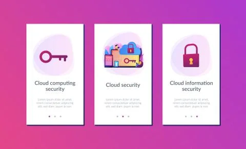 Cloud computing security app interface template. Stock Illustration