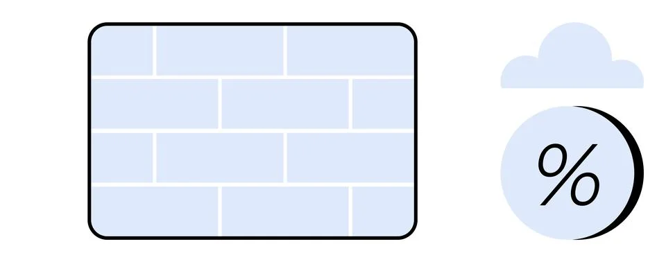 Cloud Computing Security Concept with Firewall and Encryption Percentage Symb 스톡 일러스트