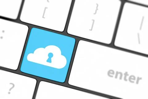 Cloud computing security concept on keyboard button close-up Stock Illustration
