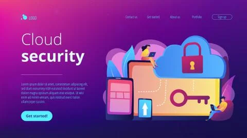 Cloud computing security concept landing page. Stock Illustration