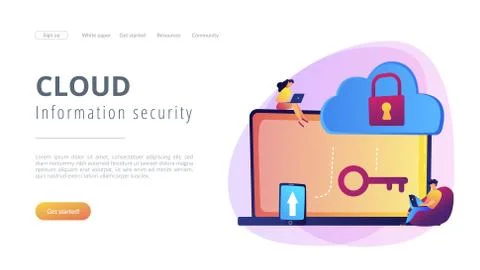 Cloud computing security concept landing page. Stock Illustration