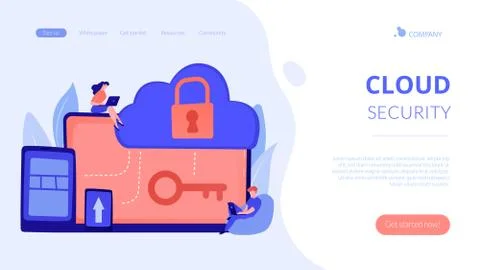 Cloud computing security concept landing page. Stock Illustration