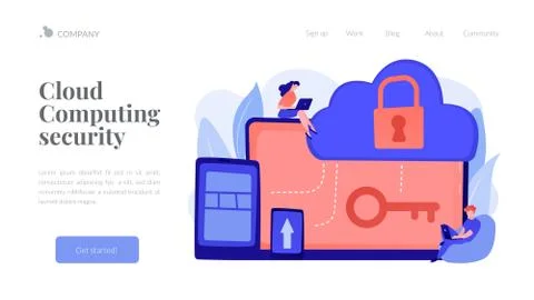 Cloud computing security concept landing page. Stock Illustration