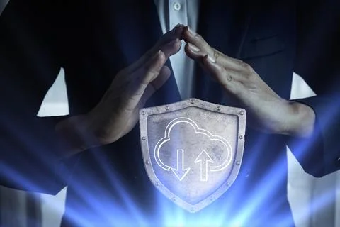 Cloud computing security concept. Fotos Stock