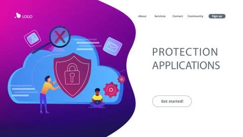 Cloud computing security concept vector illustration. Illustrazione stock