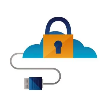 Cloud computing security data cable Illustrazione stock