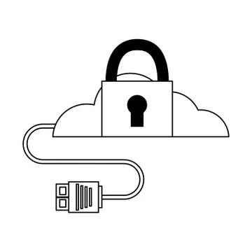 Cloud computing security data cable Illustrazione stock