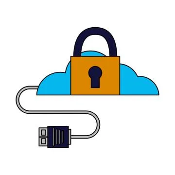 Cloud computing security data cable Stock Illustration
